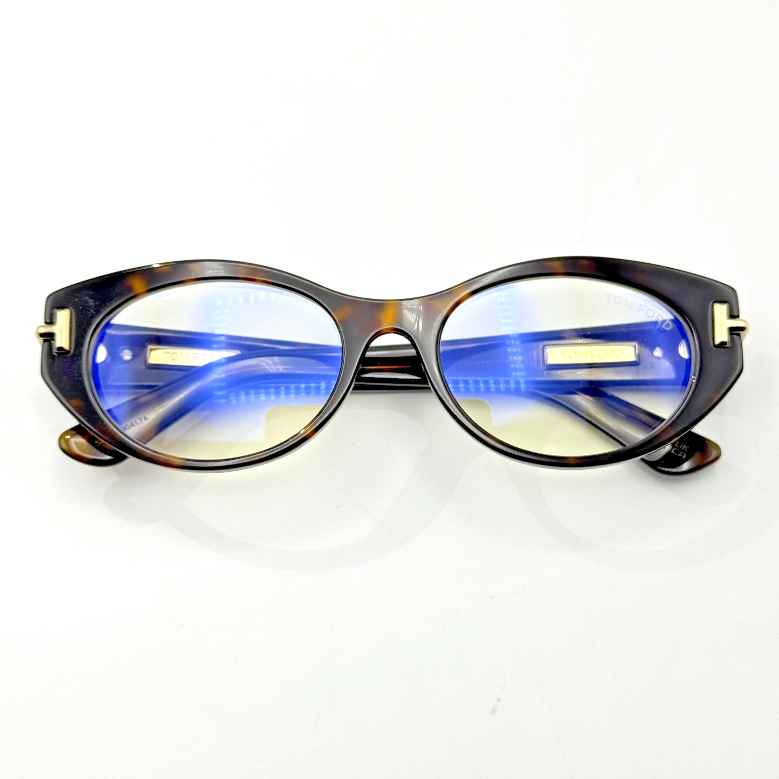 Tom Ford Eyeglasses Frames Icon Ti5015-B 052 Havana Cat Eye Blue Block 53-18-140